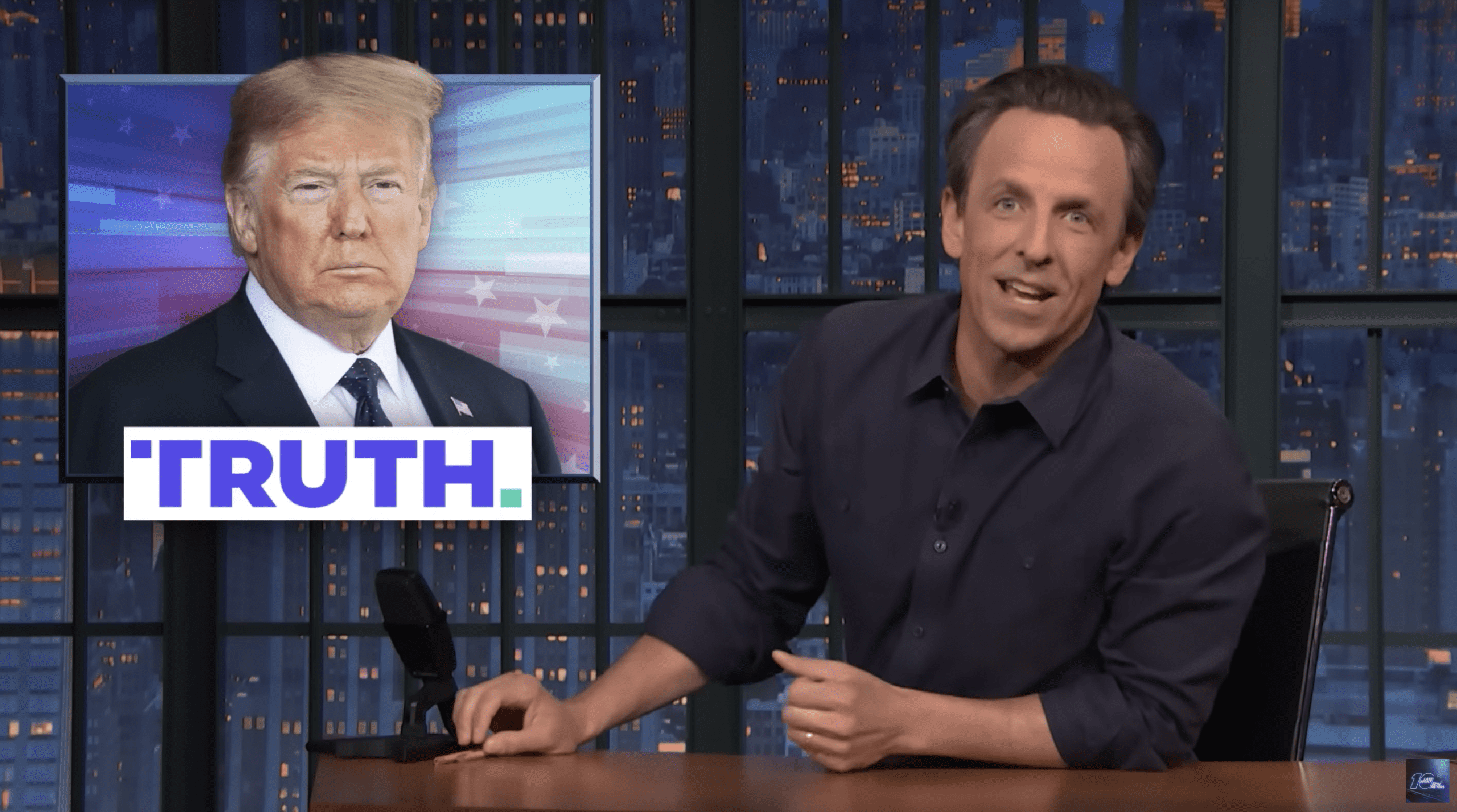 Seth Meyers and Donald Trump